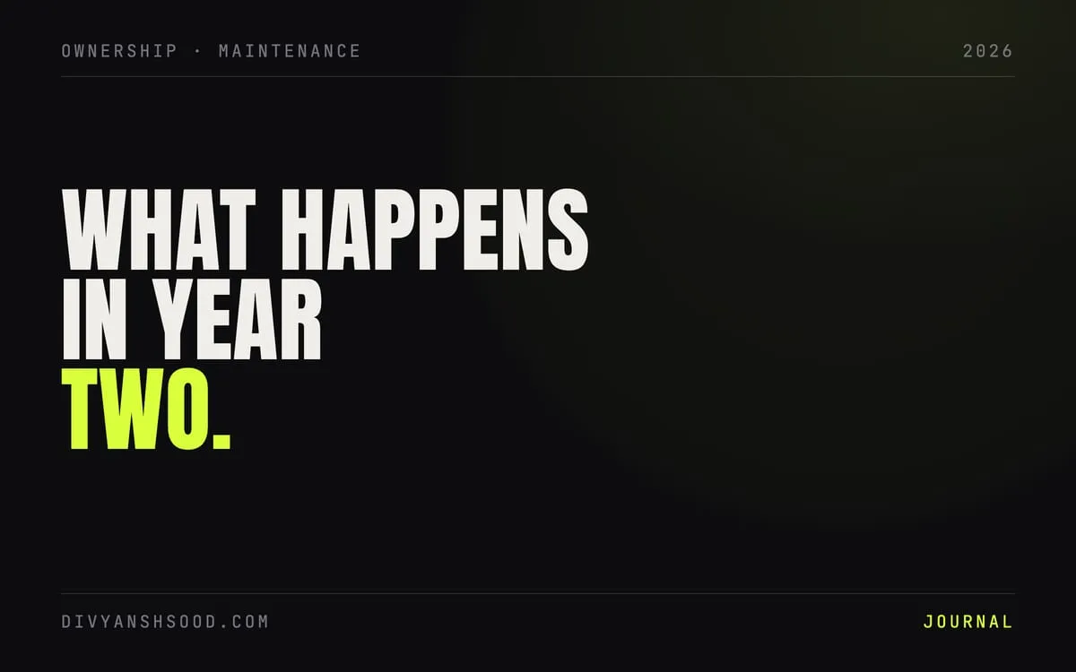 Title card reading “What happens in year two” in bold type on a near-black background