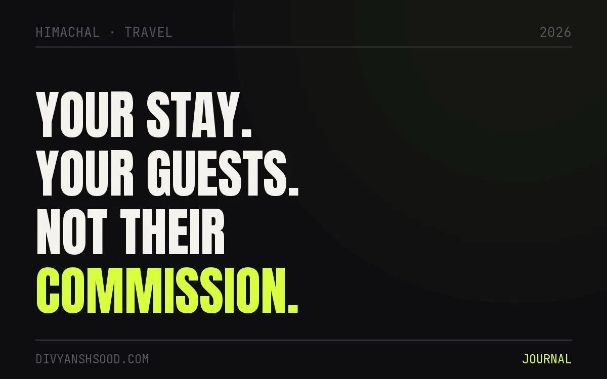 Title card reading “Your stay. Your guests. Not their commission” in bold type on a near-black background