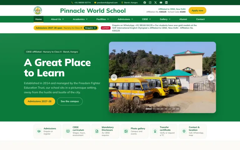 Pinnacle World School website