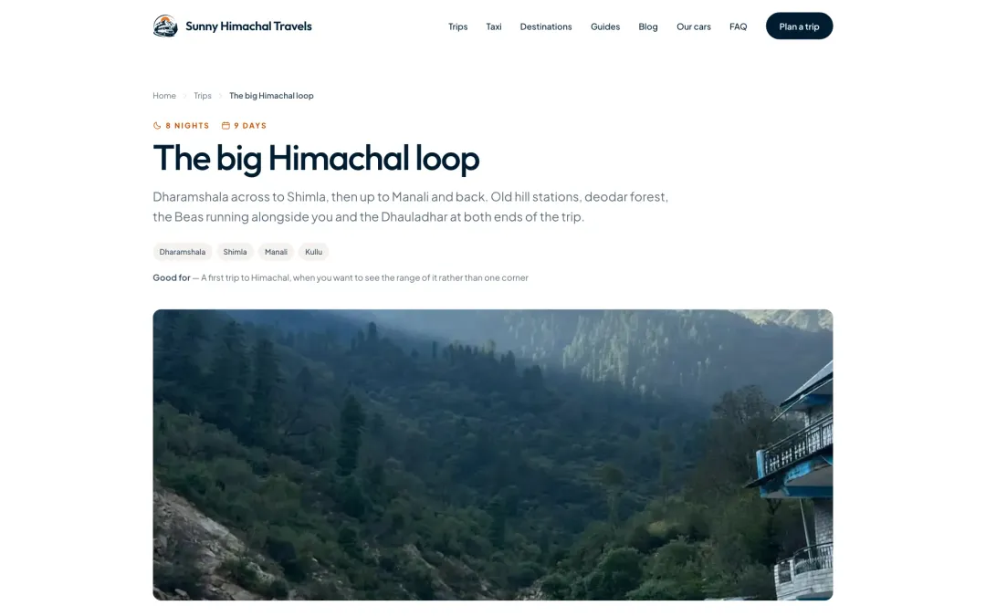 Sunny Himachal Travels — the Big Himachal Loop tour page